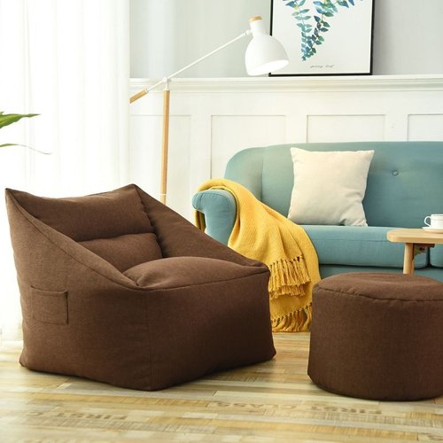 Brown Drop Bean Bag With Footstool