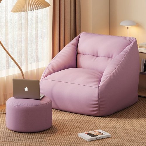 Pink Bean Bag Chair With Stool