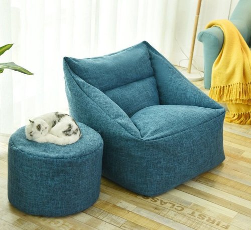 Teal Drop Bean Bag With Footstool